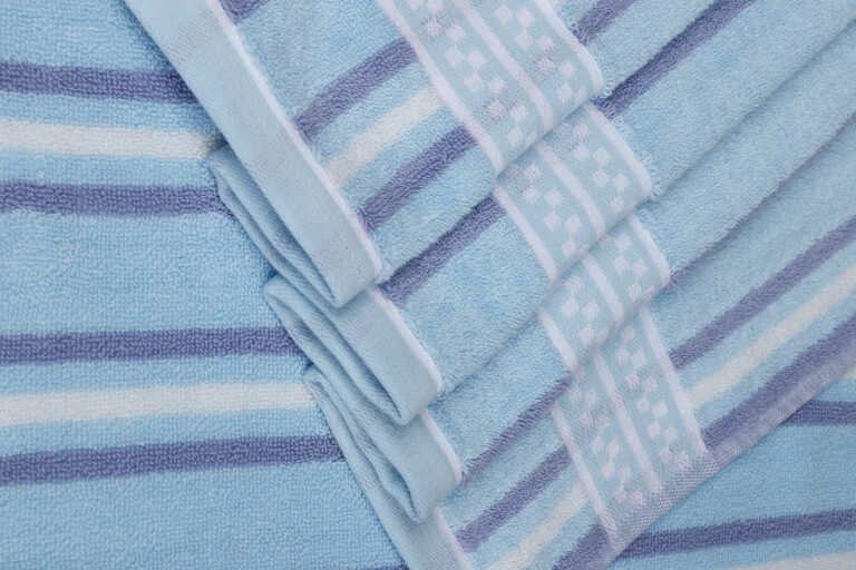 Blue Horizon Pin Stripe Cotton Towel - Image 2
